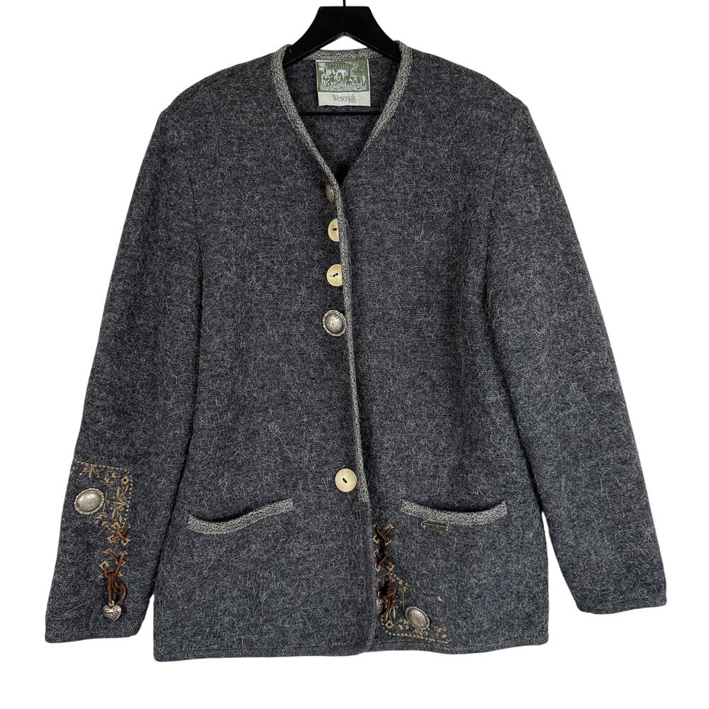 Wesenjak Tirol Austrian Boiled Wool Gray Jacket Womens - 10 US